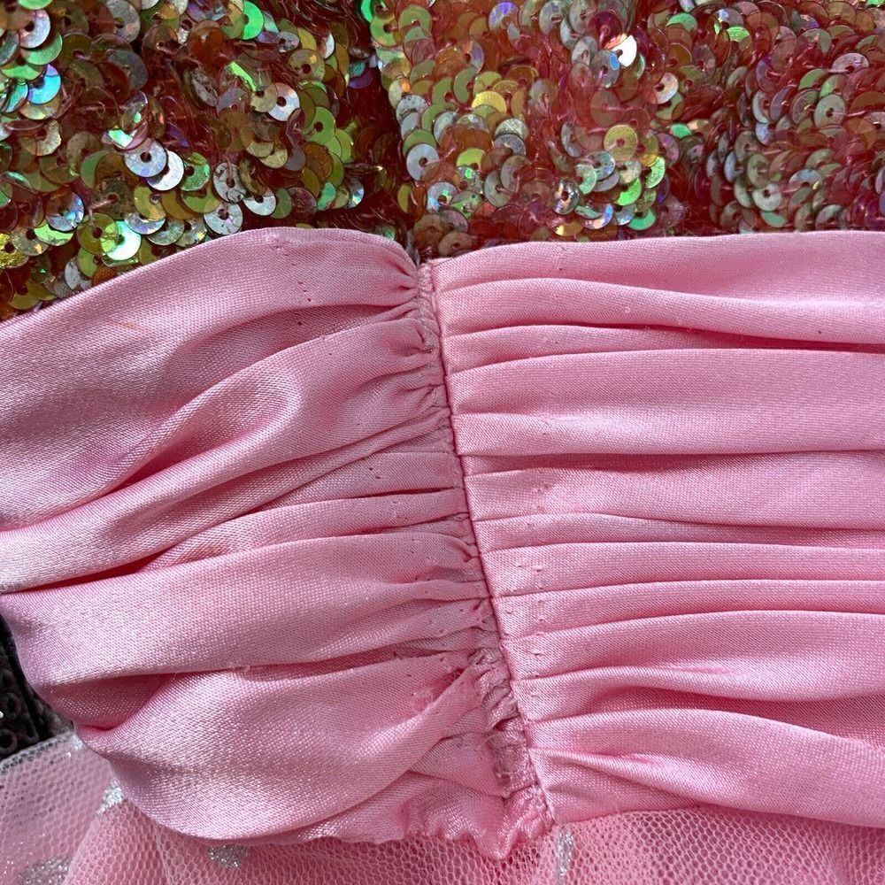 Milano Formals Pink Sequined Strapless Dress Prom - Picture 9 of 10
